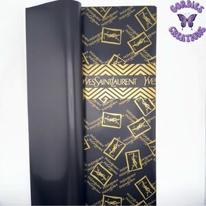 Black W/ Gold YSL Floral Bouquet Wrapping Paper
